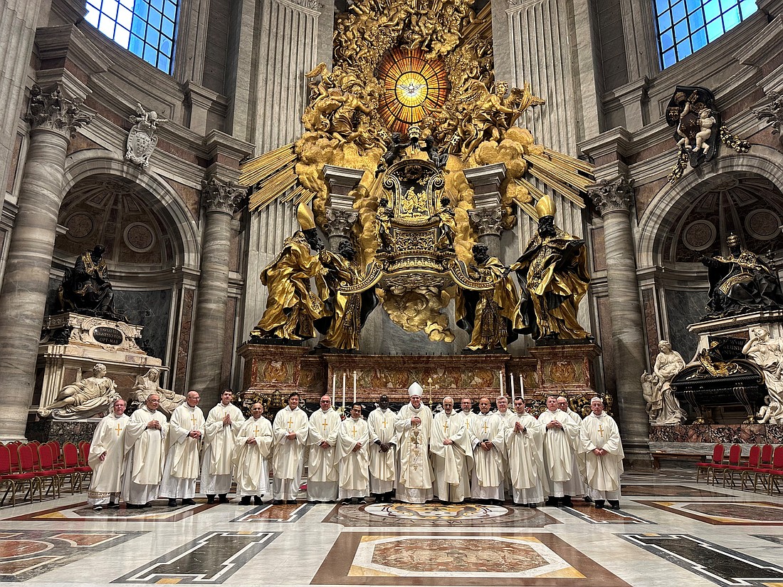 Bishop O’Connell and priests of the Diocese were happy to concelebrate Mass with priests from other parts of the world in St. Peter Basilica. Photos courtesy of Journeys of Faith Tours