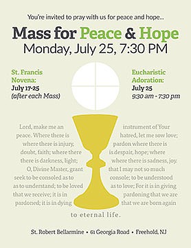 St. Robert Bellarmine Parish holding novena, Mass for Peace & Hope