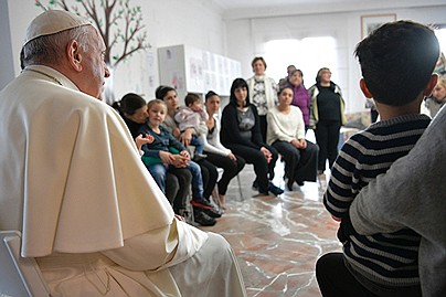 Pope visits group home for women prisoners with small children 