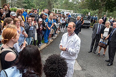 Prince Edward visits Georgian Court University for rounds of tennis