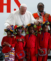 Pope visits Muslim training center, migrants in Morocco