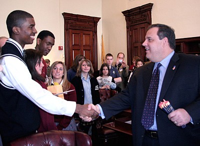 TCA students welcome Gov. Christie during Catholic Schools Week