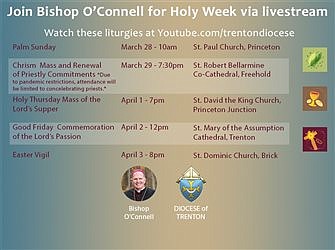 Bishop O’Connell’s livestream schedule for Holy Week