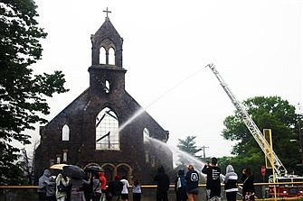 UPDATE: Officials say arson caused fire that destroyed landmark Catholic church