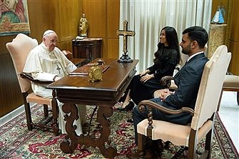 Pope meets with genocide survivor who inspired his Iraq trip