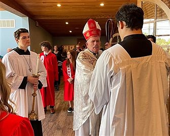 Bishop joins Whiting parish for Confirmation, blessing of gathering space