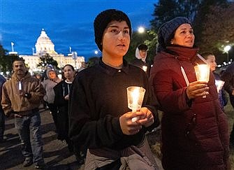 Rally participants gather near U.S. Capitol to pray rosary for the nation