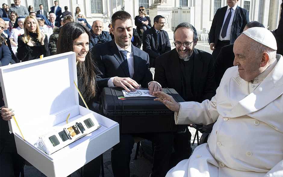 Pope's message of hope launched into space to orbit Earth